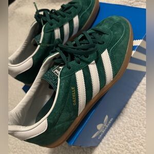 Adidas Gazelle green and white trainers